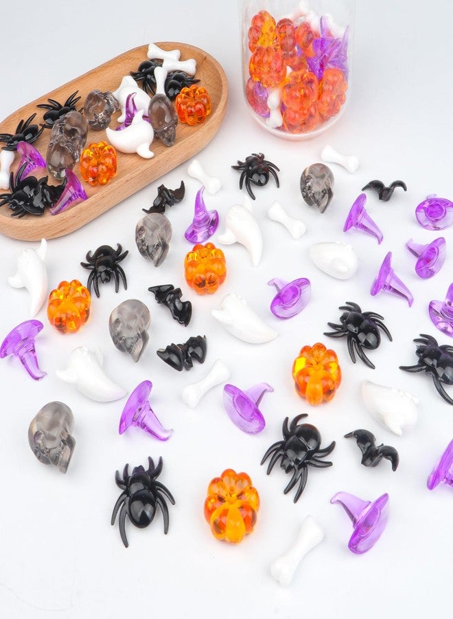 Jangostor 160 PCS Halloween Acrylic Spider Mini Pumpkins Bat Ghost Skull Hat Acrylic Sensory, Halloween Vase Filler Gems for DIY Crafts, Home, Halloween Table Decoration - Image 3